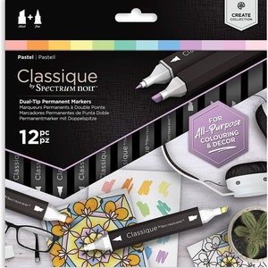 12 Spectrum Noir-Marker in Pastelltönen; Alkoholmarker, Stifte; Pastell-Set; Illustration, Zeichnen, Mischen, Schattieren, Rendern, Kunst, Handwerk