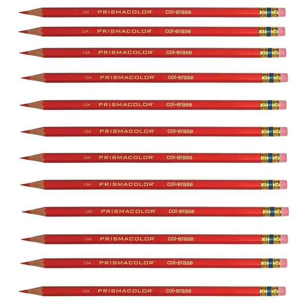 Crayons de couleur effaçables Red Prismacolor Col-Erase, 12 pièces; Coloriage de livre, dessin, anime, Prismacolor Arts Crafts
