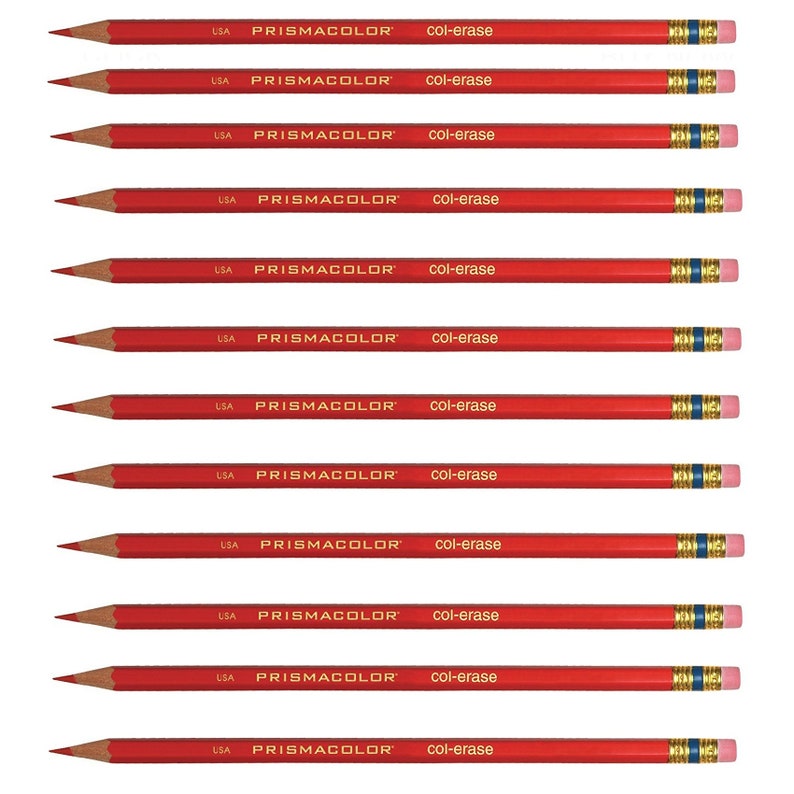 Red Prismacolor ColErase Erasable Colored Pencils 12 Count Etsy