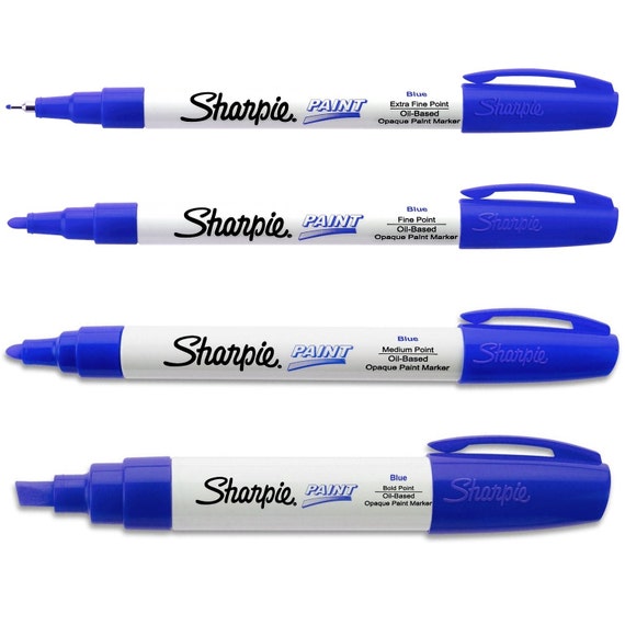 Blue Sharpie Paint Markers Fine Point Oil Based One Each of Extra Fine Fine Medium Bold Point Tip Sharpie Paint Markers Pens
