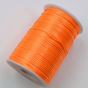 Orange Rattail Satin Trim Cord, Thread, Rope; Chinese Knot, Kumihimo, String Beading, DIY Jewelry, Braided Bracelet; 2mm, 100 Yards