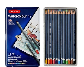 12 Watercolor Pencils, Derwent Watercolor Pencils; 3.4mm Core Derwent Drawing Adult Book Coloring Watercolor Pencil