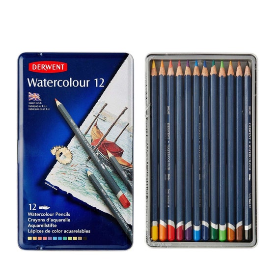 12 Watercolor Pencils, Derwent Watercolor Pencils 3.4mm Core Derwent  Drawing Adult Book Coloring Watercolor Pencil 