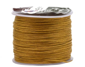 Gold Waxed Cotton Cord, Thread; 0.5mm, 109 Yards; Beading, Macramé, Jewelry, Leather, Book Binding; Waxed Cotton Thread, Cord