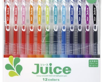 12 Color Pilot Juice Coloring Gel Pens, Knock, 0.5mm Extra Fine Tip; Japanese Adult Coloring Books, Bible Study, Planner, Kawaii Cute Pens