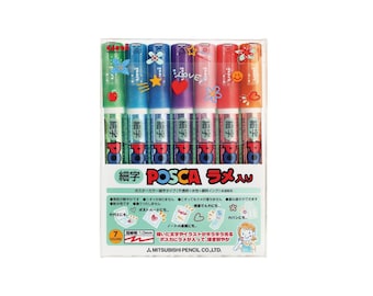 Rotulador de pintura Uni-Posca Japan, marcador metálico, punta fina de 1 mm, juego de 7 colores; para dibujo, pintura, tela, tabla de surf, anime y manga.