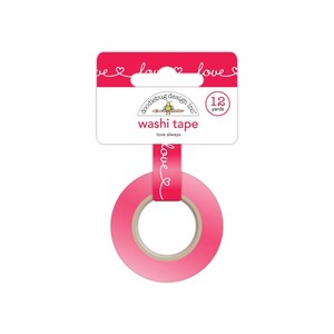 Red &quot;Love Always&quot; Washi Tape, 0.59&quot; (15mm) x 12 Yards (11 Meters) Decorations, Gift Wrapping, Planners, Scrapbooking, Card-Making, Wedding
