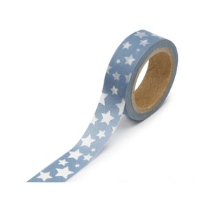 Washi Tape „Blau/Weiße Sterne“, 5/8" (16 mm) x 26 Fuß (8 Meter) Dekorationen, Geschenkverpackungen, Planer, Scrapbooking, Kartenherstellung, Hochzeit
