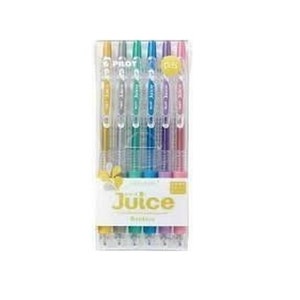 6 Metallic Pilot Juice Coloring Gel Pens, 0.5mm Ultra Fine Tip; Japanese; Adult Coloring Books, Bible Study, Planner, Kawaii Cute Pens