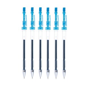 6 Sky Blue Korean Gel Ink Kawaii Cute Pens; Adult Coloring Books, Bible Journaling, Planer Midori, DONG-A Fine-Tech Gel Pens 0.3mm Tip Point