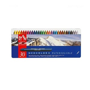 30 couleurs Caran d'Ache Classic Neocolor II pastels hydrosolubles ; Ensemble de boîtes de conserves pour pastels aquarelle Artist Aquarelle ; Humide/Sec ; Crayons de couleur pour le visage