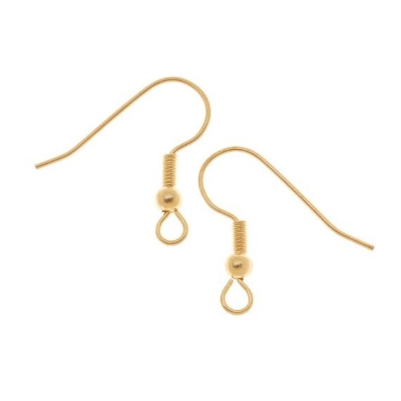22K Gold Plated Surgical Steel Earring Hooks, 100 Pieces