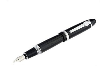 Classic Heavy Black Fountain Pen Caneta Tinteiro, Medium Nib Silver Trim Fountain Pen, Ink Pen for Writing, Calligraphy, Drawing, Inking