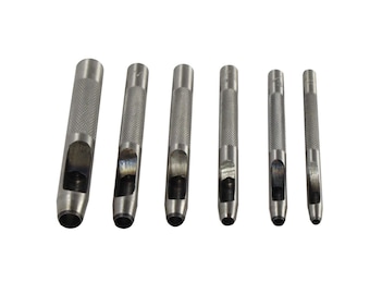 Precision Heavy Duty Hollow Leather Belt Hole Punch 6 Set; 1/8" -5/32" -3/16" -7/32" -1/4" -5/16"; Hole Cutter, Inserting Punch; Heavy Duty