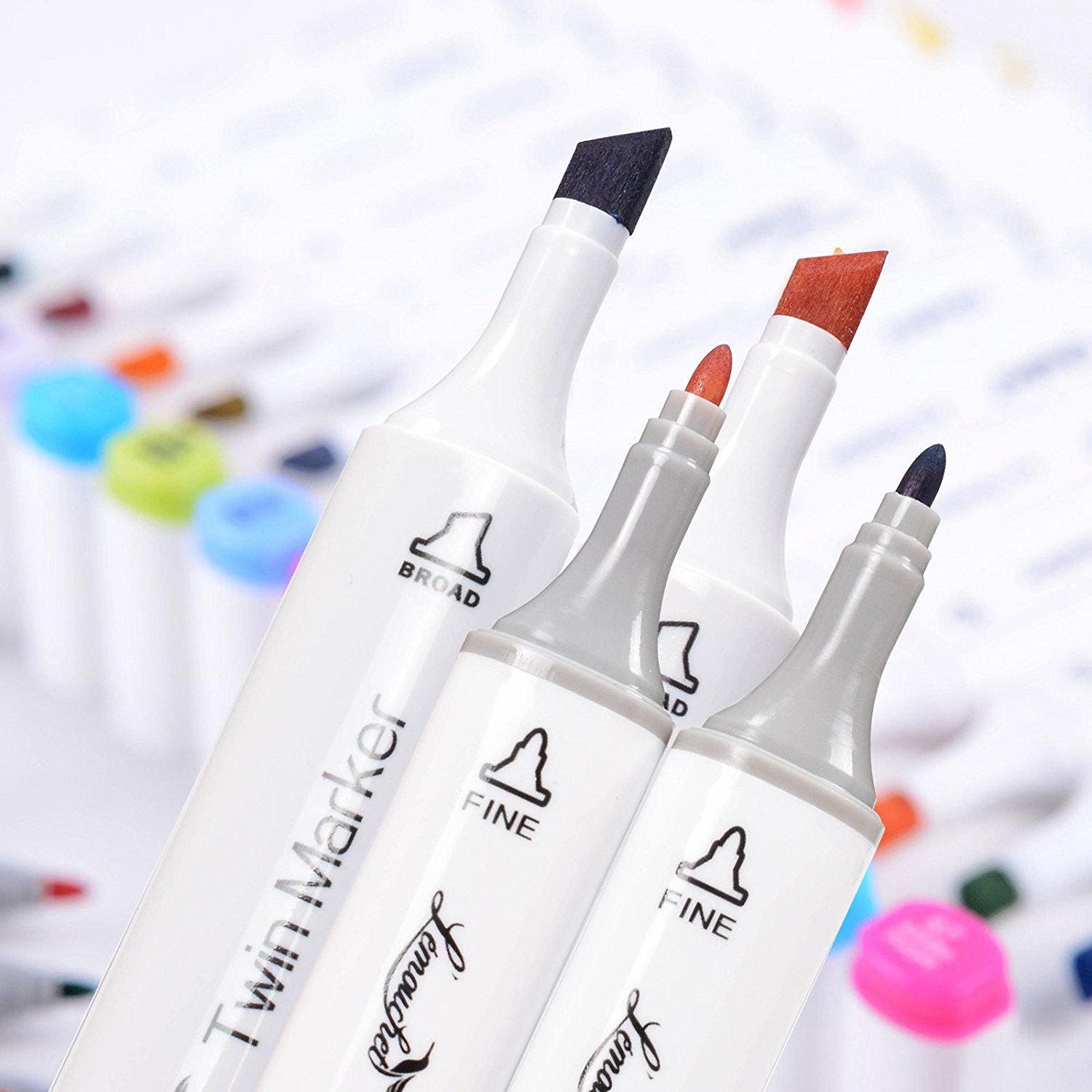 Caliart 121 Colors Artist Alcohol Markers Dual Tip Art Markers Twin Sketch  Ma