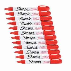 12 rote Sharpie-Farbmarker, permanente ölbasierte Marker; Mittlere Spitze; Illustration, Zeichnung, Mischung, Schattierung, endering, Kunst, Kunsthandwerk