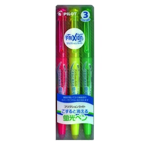 Pilot Frixion Erasable Highlighter, 3 Colors; Japanese Import; Pilot Erasable Frixion Highlighter, Marker, Kawaii Pens
