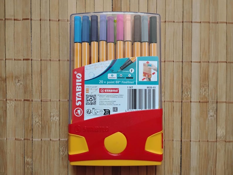 20 Stabilo Point 88 Fineliner Pens, Book Coloring, Calligraphy, Writing, Drawing, Scrapbooking, Journaling, 0.4mm Fine Tip, Point "Never Bleed or Smear" Pens
