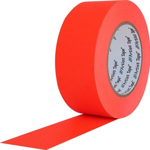 Nastro per artista da 1/2 pollice arancione fluorescente Nastro per mascheratura per console con retro piatto stampabile in carta, rotolo da 60 iarde