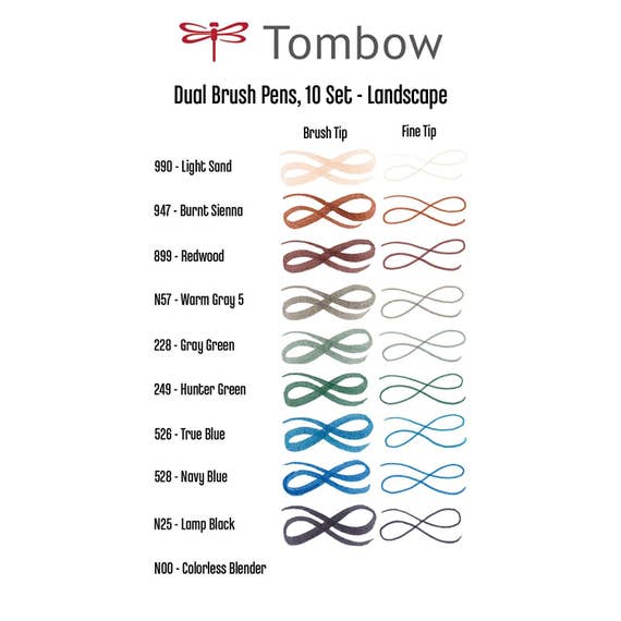 Tombow Dual Brush Pens- Landscape Set of 10