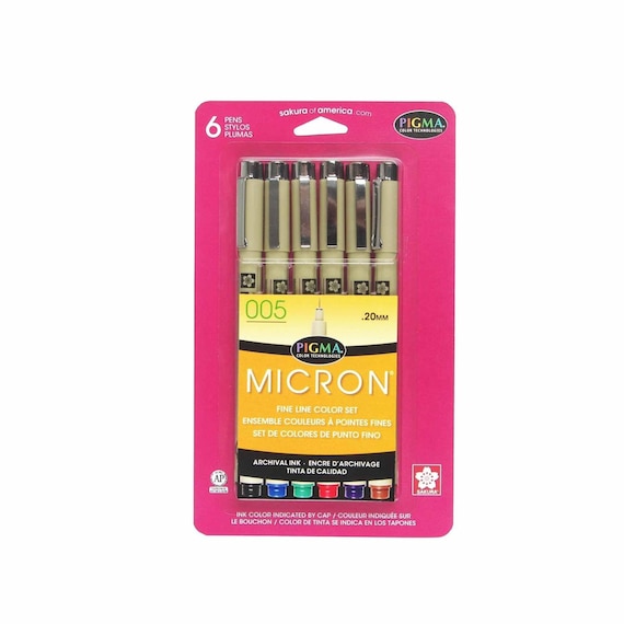 Sakura Pigma Micron Ink Pens Set of 6 Colors 005 0.20mm Great for Coloring, Bible  Study Pens, Inductive Bible Study 