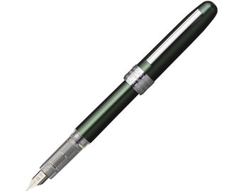 Pluma estilográfica Plaisir Green Platinum, punta fina de 0,3, tinta para escribir, caligrafía, dibujo y entintado.