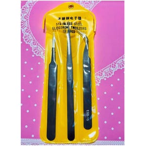 Precision Fine Point Tweezer, Needle Nose, Soft-Grip with Reverse Grip, Beading & Jewelry Tweezers