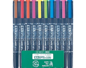 Zebra Optex Care Highlighters, 10 Colors; Japanese Import; Zebra Dual Ended Fluorescent Highlighter Mildliner, Marker, Pen