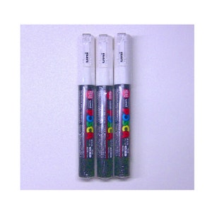 Uni-Posca Japan Paint Marker Pen, Fine Point, Set of 3 White Markers; Drawing, Painting, Fabric, Surfboard, Anime, Manga