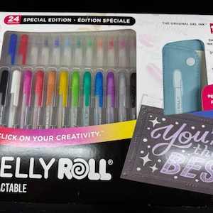 24 Sakura Gelly Roll Retractable Gel Pens, 08 Medium Point, Tip Sakura 54444 Gift Set, Classic, Metallic, and Stardust