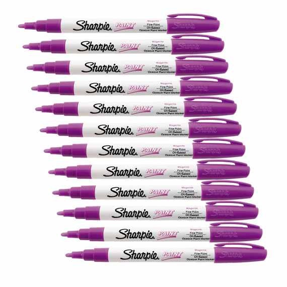 12 Magenta Sharpie Paint Markers, Fine Point, Oil-based Permanent