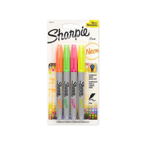 Sharpie Permanent Markers, Neon, Fine Point