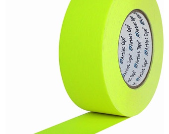 Fluorescent Yellow ARTIST TAPE Flatback Printable Paper Board Console Masking Artist Tape, 60 Yards x 1 Inch Roll