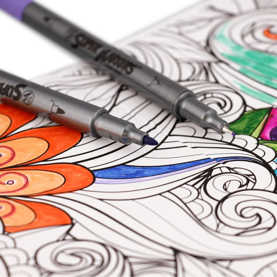 100 Colored Markers Adult Coloring Book Drawing Markers Etsy