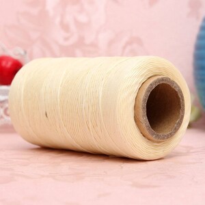 Beige Leather Sewing Nylon Waxed Thread, Cord, String; 1 mm, 260m