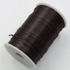 Brown Rattail Satin Trim Cord, Thread, Rope; Chinese Knot, Kumihimo, String Beading, DIY Jewelry, Braided Bracelet; 2mm, 100 Yards