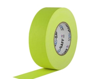 Fluorescent Yellow Gaffer Tape; 2inx55yd Heavy Duty Pro Grade Gaffer's Non-Reflective, Waterproof, Multipurpose Tape Stronger than Duct Tape