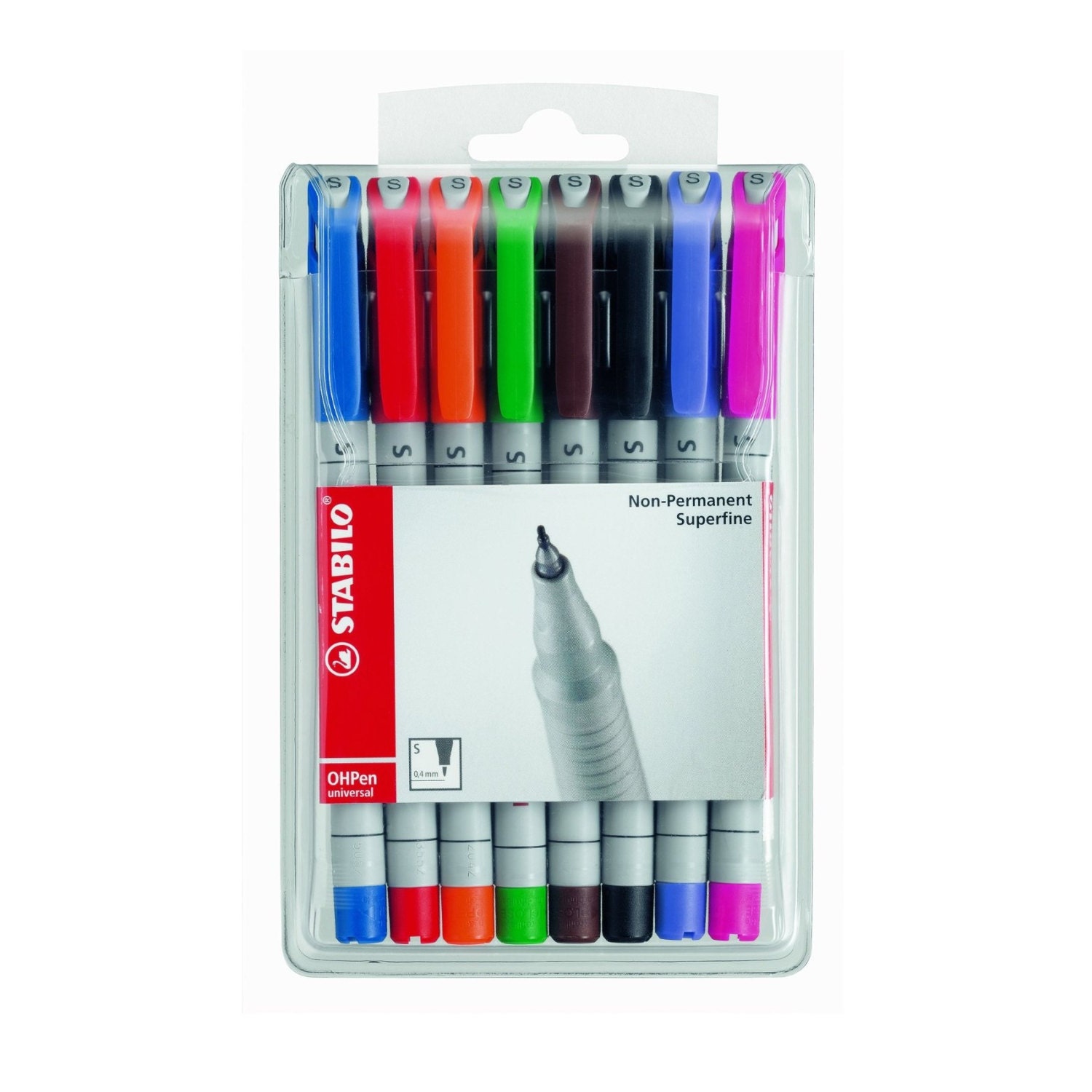 STABILO OH Pen Permanent Set, Super Fine, 8-Color