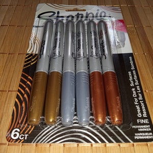 Sharpie Metallic Gold, Silver and Bronze; 6 Pack Sharpie Permanent Marker Fine Point Tip
