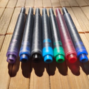 7 Lamy Fountain Pen Ink Cartridges Refills, T10, Seven Colors