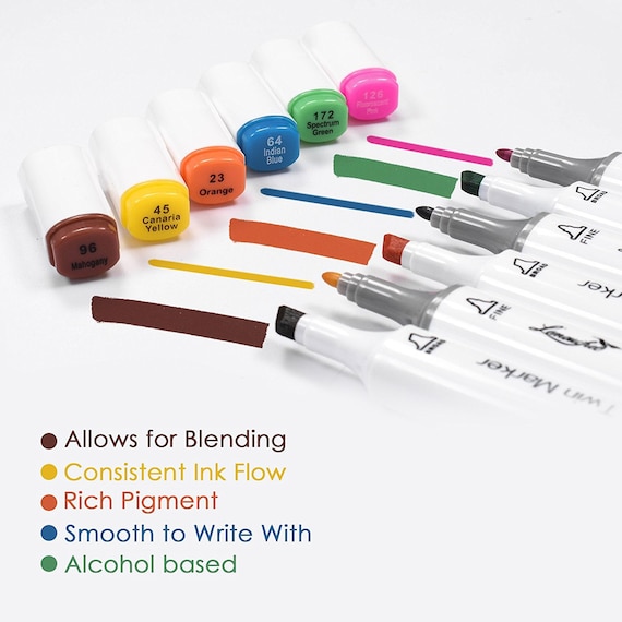  Caliart 72 Dual-Tip Brush Markers Set, Multicolor