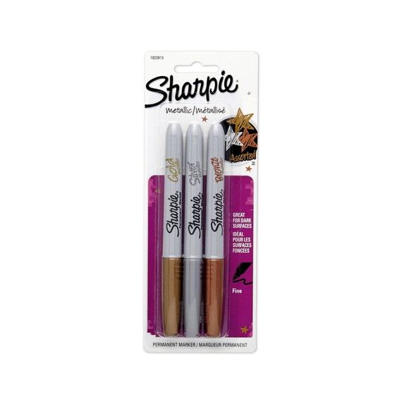 Metallic Sharpie Permanent Markers Fine Point Tip 3 Pack Gold, Silver &  Bronze Sharpie Drawing Coloring Pens, Markers Sharpie Arts Crafts 