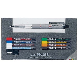 Pentel Multi Color Mechanical Highlighter Pen, Pencil for Inductive Bible Study; with Extra Lead Sets; Will NOT Bleed Through; 8 Colours