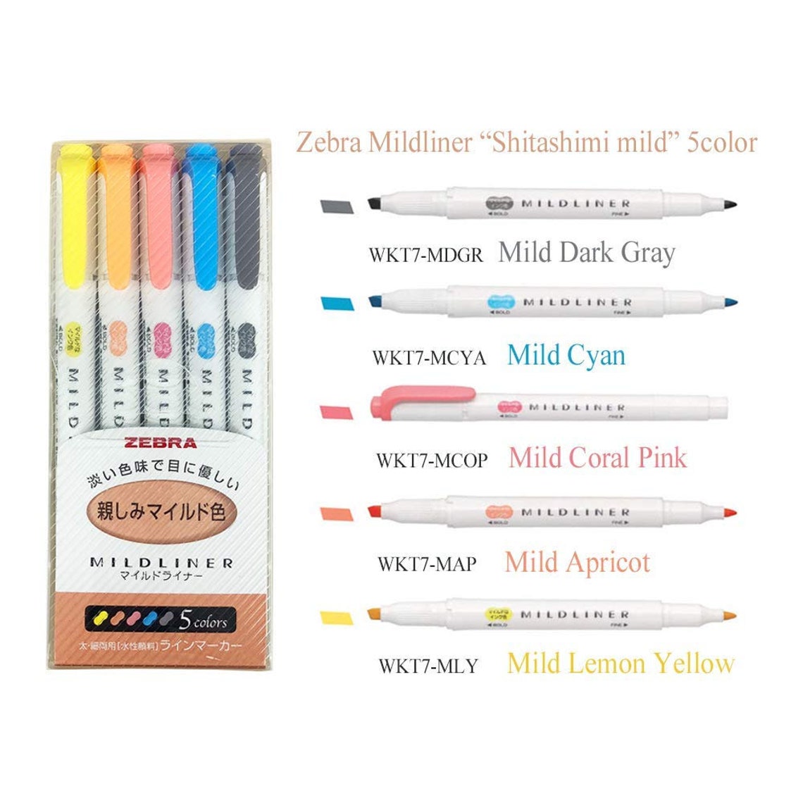 25 Zebra Mildliner Highlighters Japanese Import Kawaii Cute Etsy UK