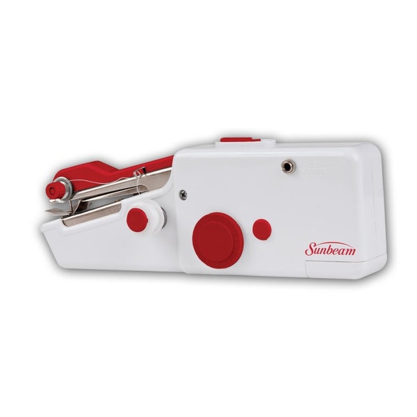 Portable Cordless Handheld Sewing Machine; Sunbeam Handheld Sewing Machine Red & White