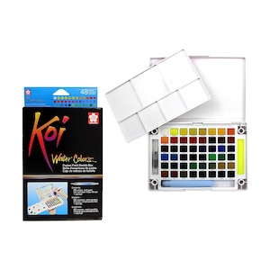 Sakura Koi Watercolor Field Sketch Set, 48 Watercolor Cakes with Brush, Watercolour Cake, Painting Supplies