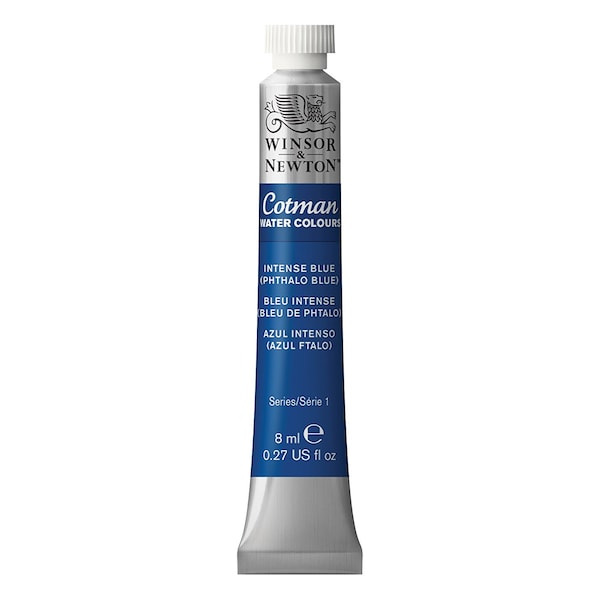 Intense Phthalo Blue Watercolor Paint, 8ml Paint Tube; Cotman Winsor & Newton Extra Fine Pro Watercolor Paint