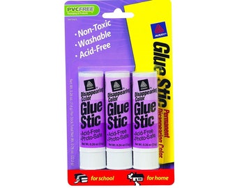 3/PCS 0.26oz Glue Sticks Washable for Paper Crafts Art Work School Kids Office Fabric Scrapbooking Card Making Adhesive