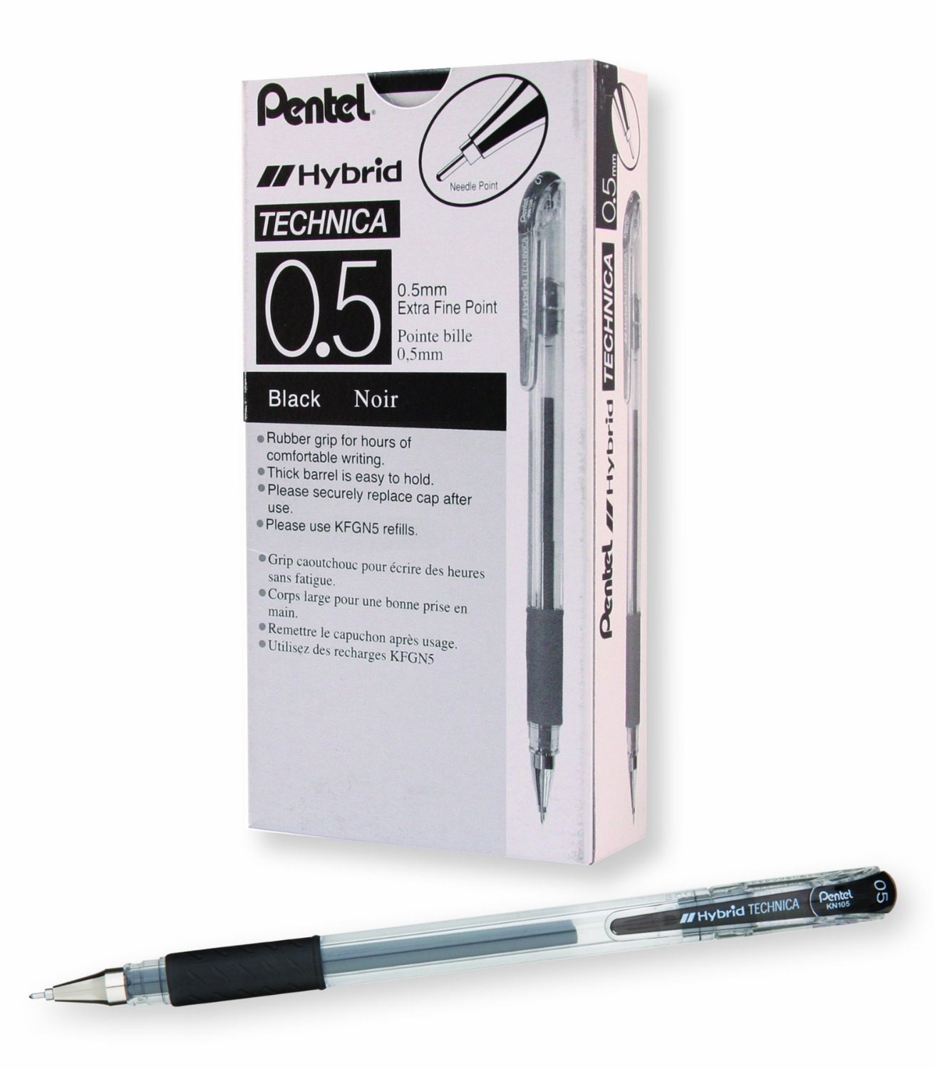 Needle Point 12 Count 0.5mm Precision Pen Rollerball Pen Black Ink 
