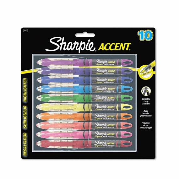 Sharpie Liquid Pen Accent Highlighters. Assorted Colors. Set of 10. Chisel  Point Illustration, Drawing, Blending, Shading, Rendering, Art 